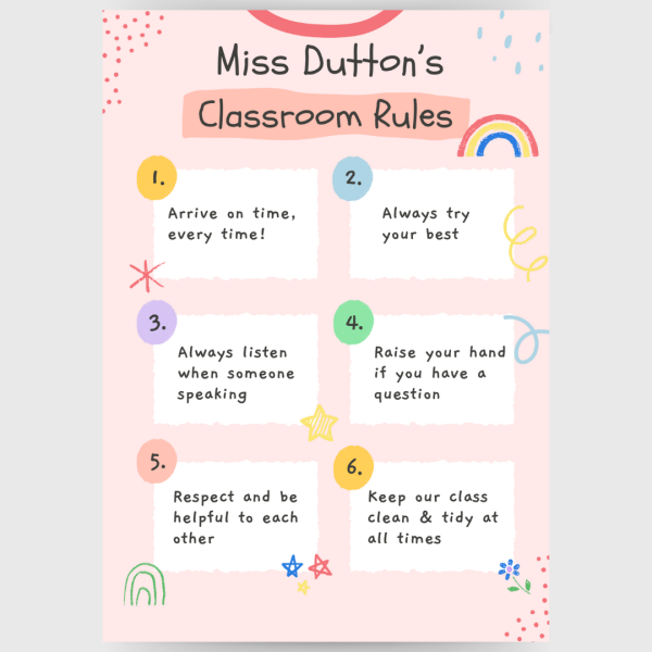 Classroom Poster Pastel Colours